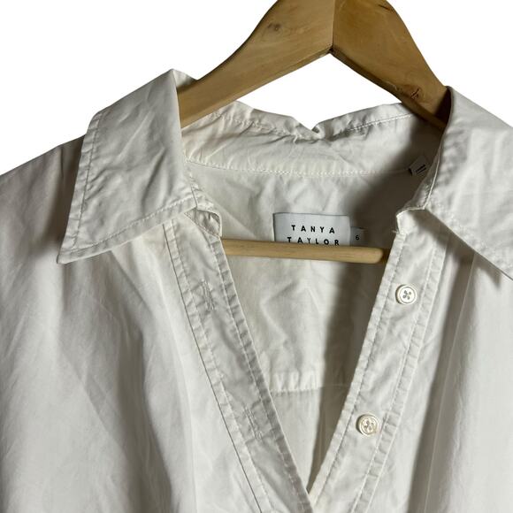Tanya Taylor Winnie White Long Sleeve Poplin Wrap Shirt Mini Dress Size 6 - Picture 7 of 14